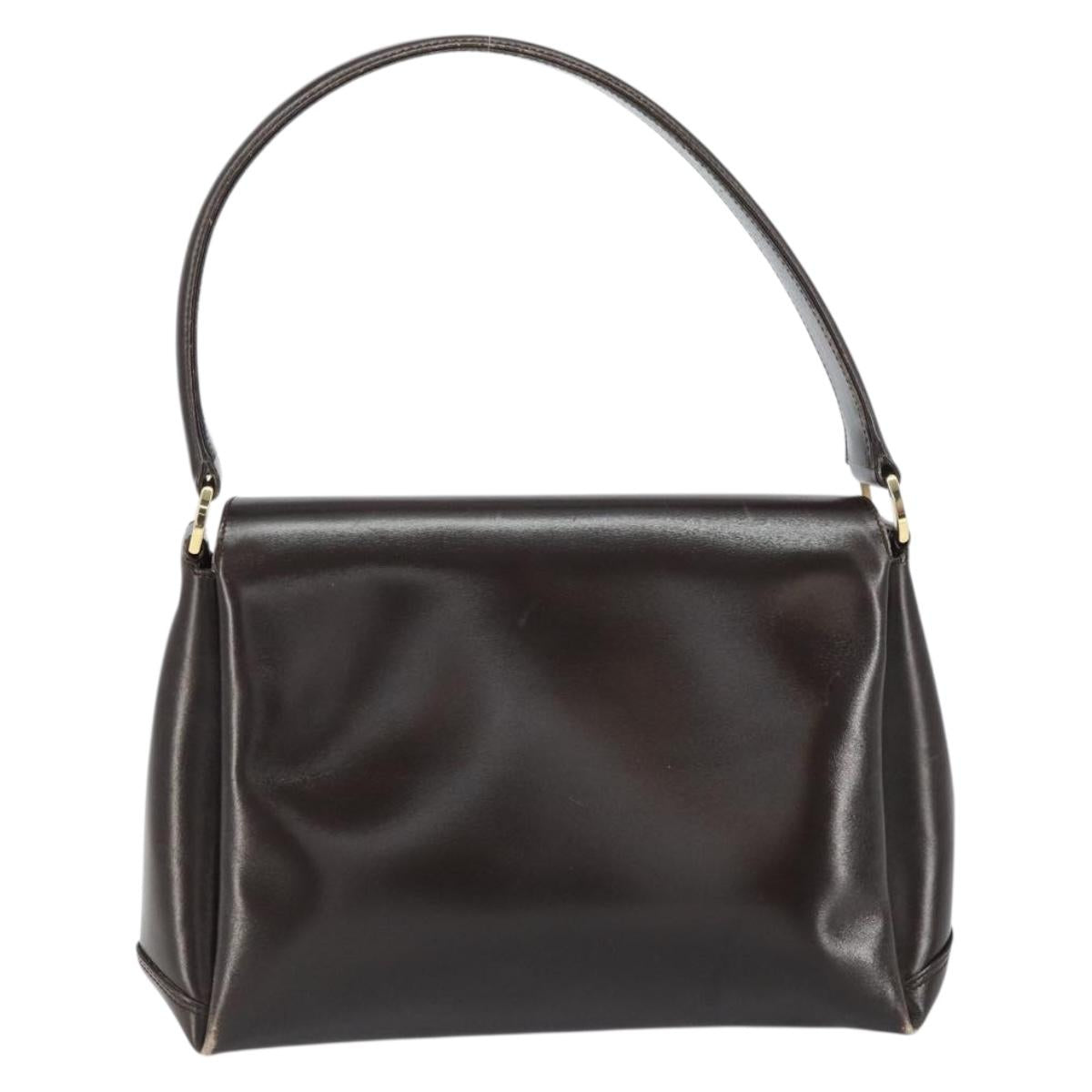 GUCCI Hand Bag Leather Dark Brown Gold 000 406 1080 Auth ep12502