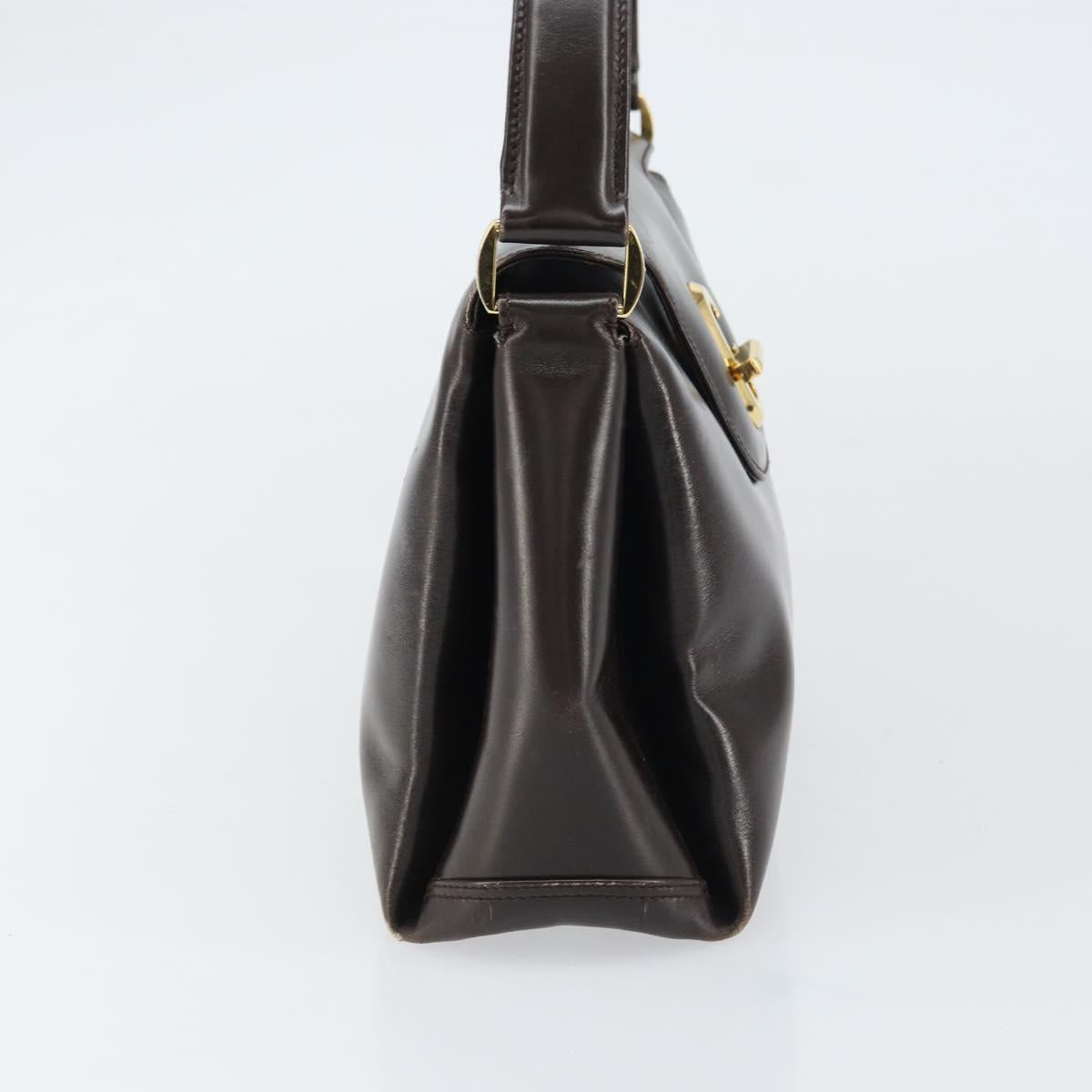 GUCCI Hand Bag Leather Dark Brown Gold 000 406 1080 Auth ep12502