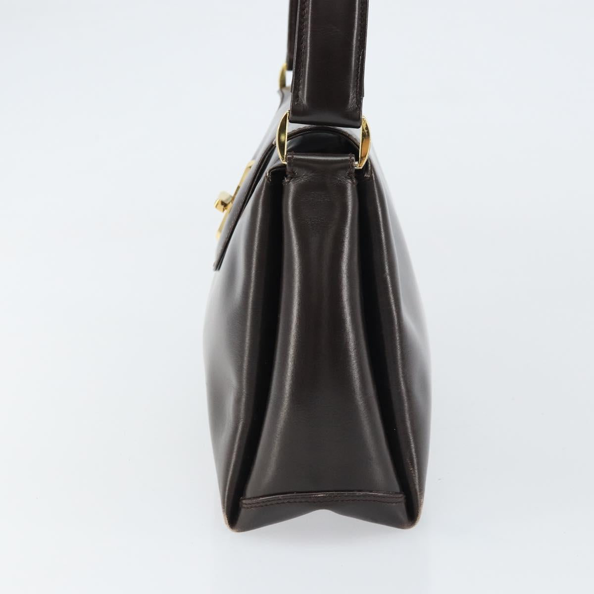 GUCCI Hand Bag Leather Dark Brown Gold 000 406 1080 Auth ep12502