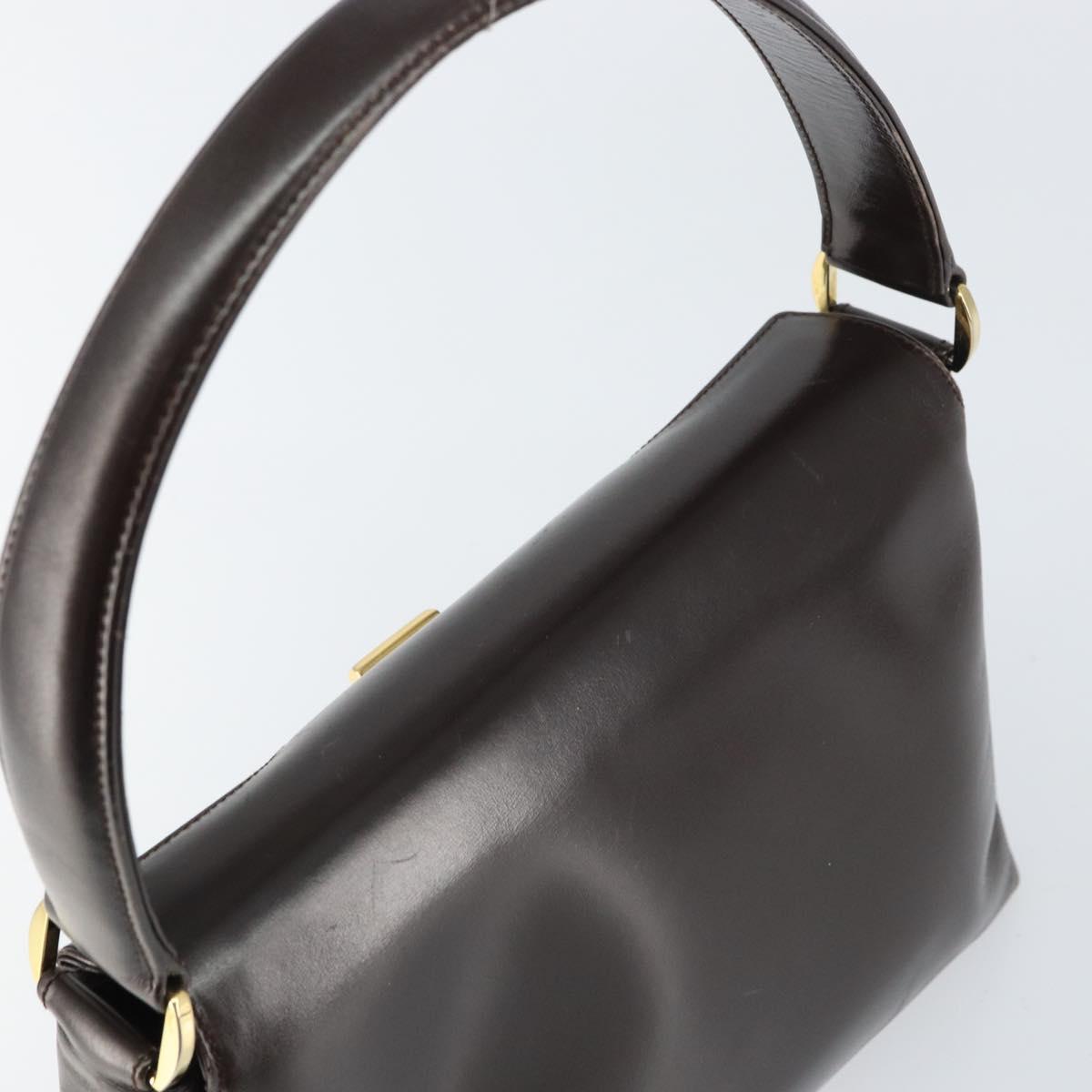 GUCCI Hand Bag Leather Dark Brown Gold 000 406 1080 Auth ep12502