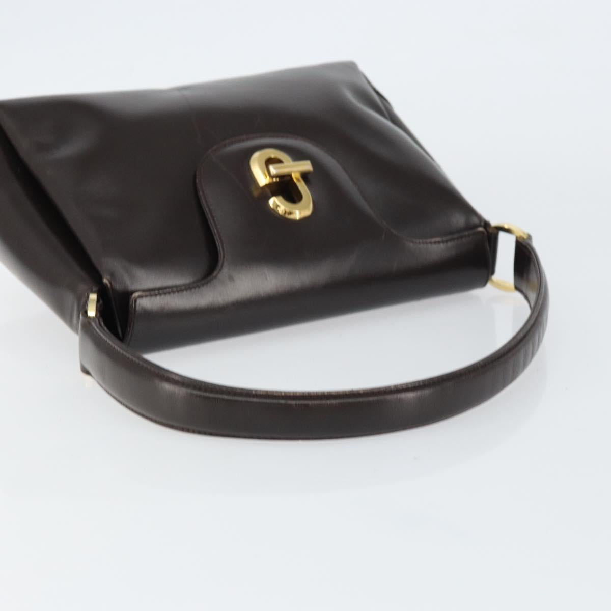 GUCCI Hand Bag Leather Dark Brown Gold 000 406 1080 Auth ep12502