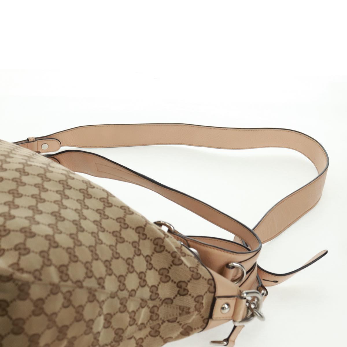 GUCCI GG Canvas Tote Bag 2way Beige Silver 232949 Auth ep12524