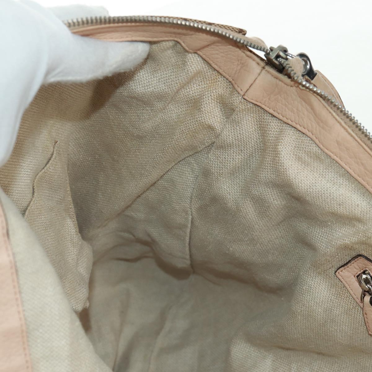 GUCCI GG Canvas Tote Bag 2way Beige Silver 232949 Auth ep12524