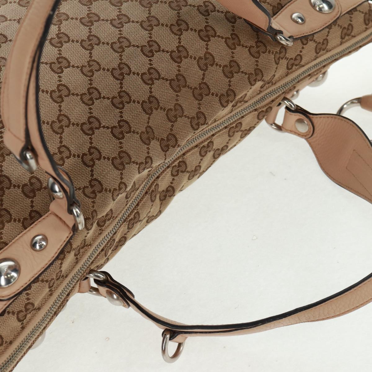 GUCCI GG Canvas Tote Bag 2way Beige Silver 232949 Auth ep12524