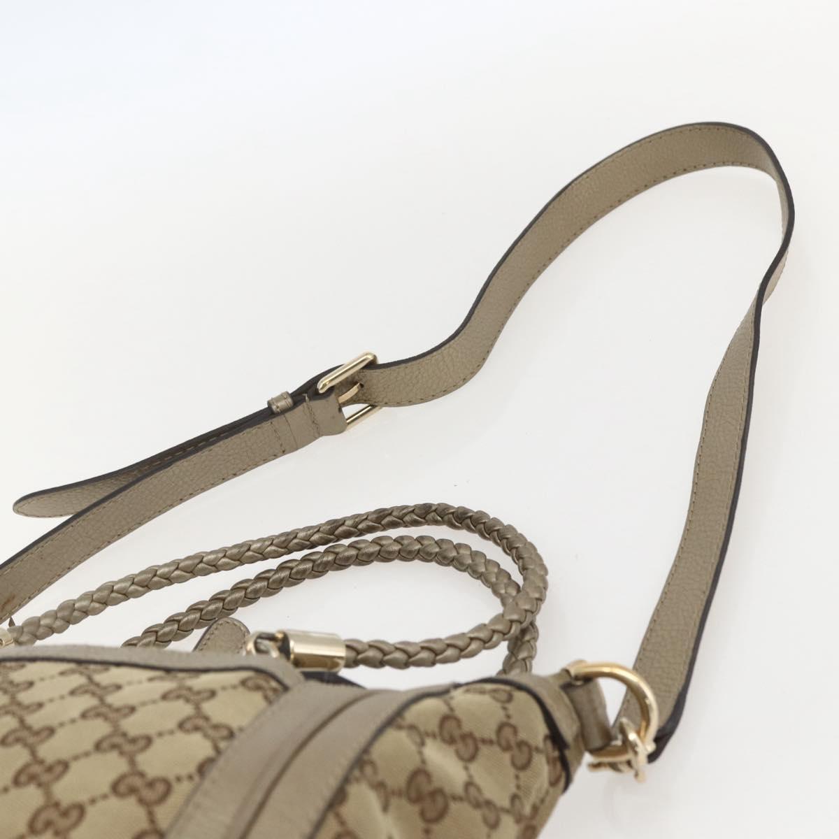 GUCCI Bamboo Wrasse GG Canvas Tote Bag 2way Beige Gold 282300 Auth ep12525
