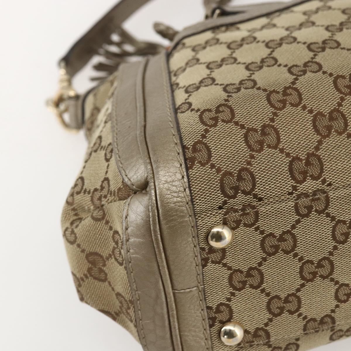 GUCCI Bamboo Wrasse GG Canvas Tote Bag 2way Beige Gold 282300 Auth ep12525