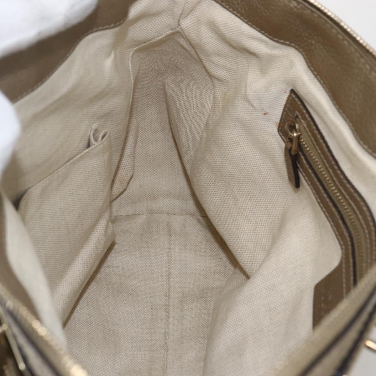 GUCCI Bamboo Wrasse GG Canvas Tote Bag 2way Beige Gold 282300 Auth ep12525