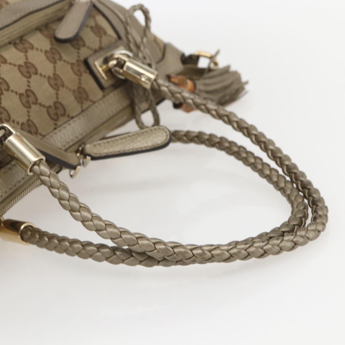 GUCCI Bamboo Wrasse GG Canvas Tote Bag 2way Beige Gold 282300 Auth ep12525