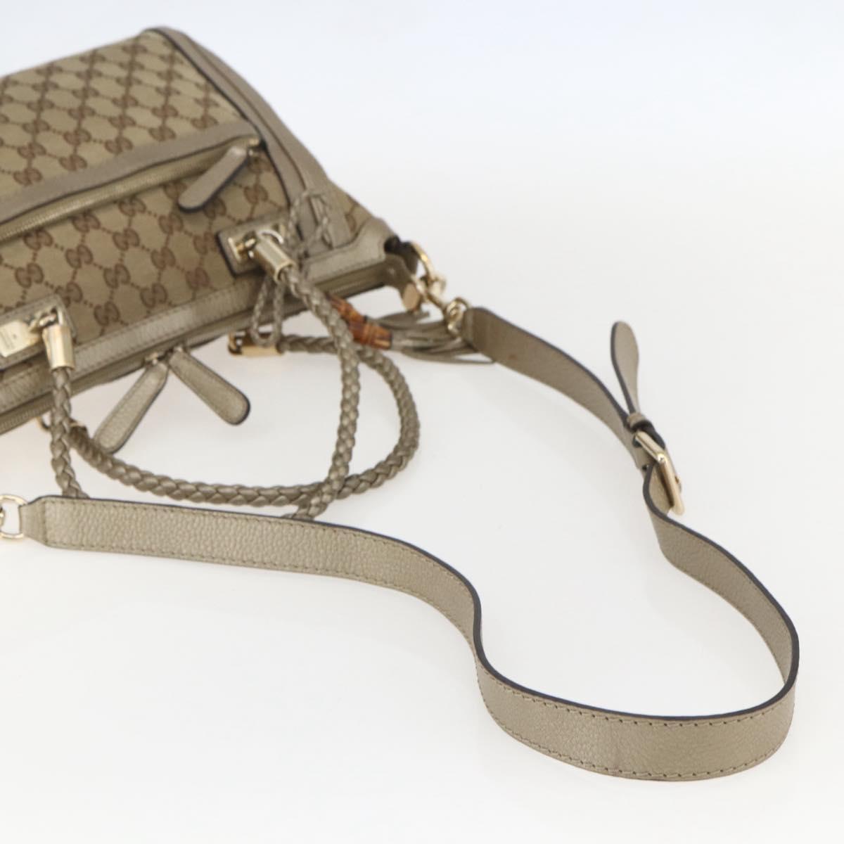 GUCCI Bamboo Wrasse GG Canvas Tote Bag 2way Beige Gold 282300 Auth ep12525
