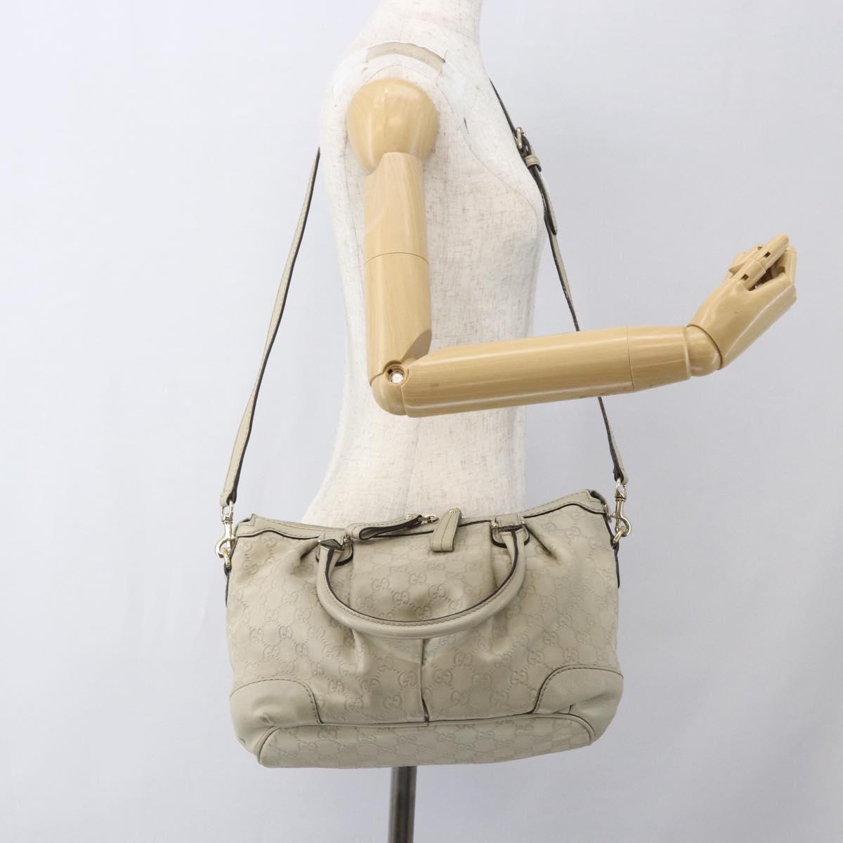 GUCCI GG Canvas Guccissima Sukey Bag Leather 2way Ivory Gold 247902 Auth ep12526