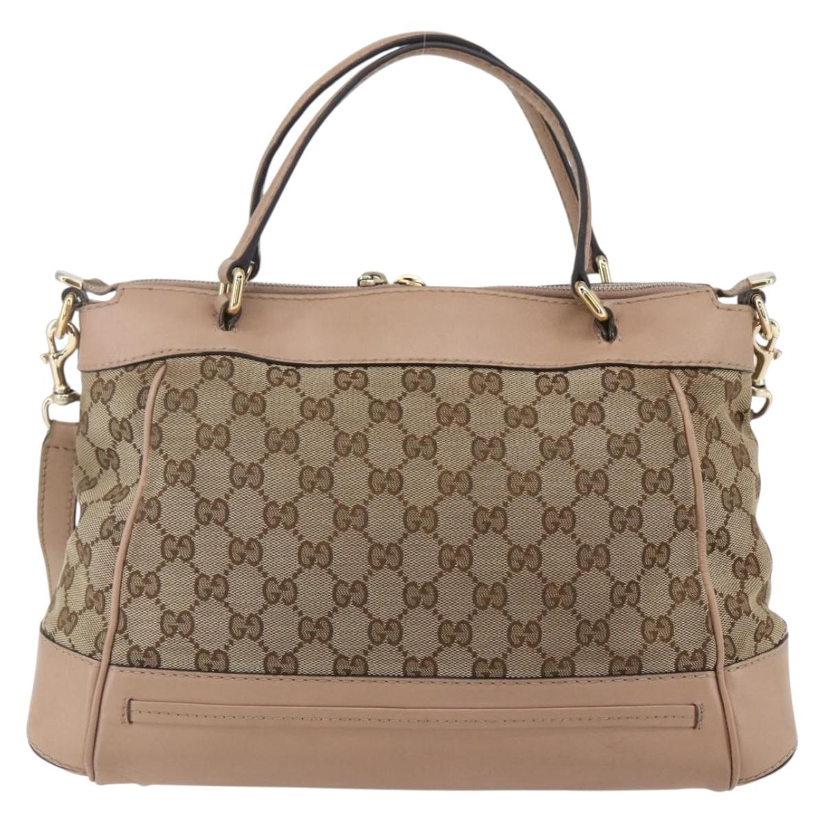 GUCCI GG Canvas Web Sherry Line Mayfair Bag 2way Beige Red 269894 Auth ep12531