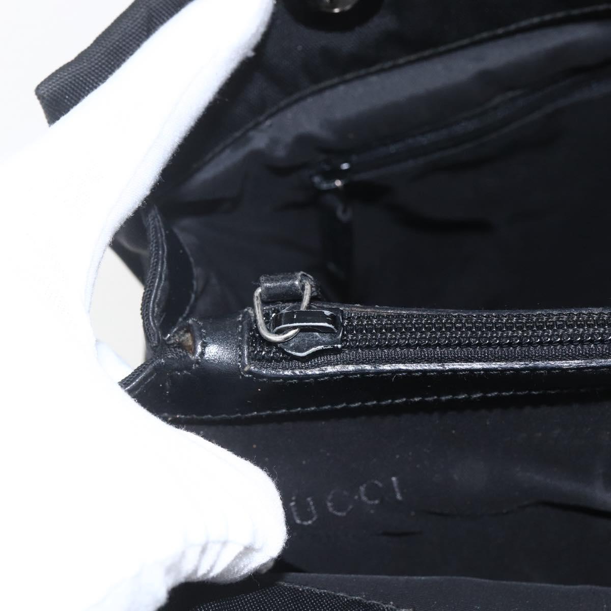 GUCCI Bamboo Hand Bag Nylon 2way Black Silver 002 1016 Auth ep12535