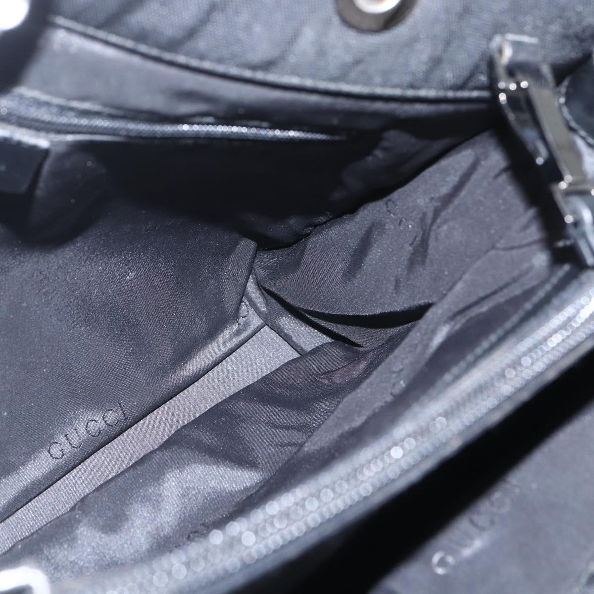 GUCCI Bamboo Hand Bag Nylon 2way Black Silver 002 1016 Auth ep12535