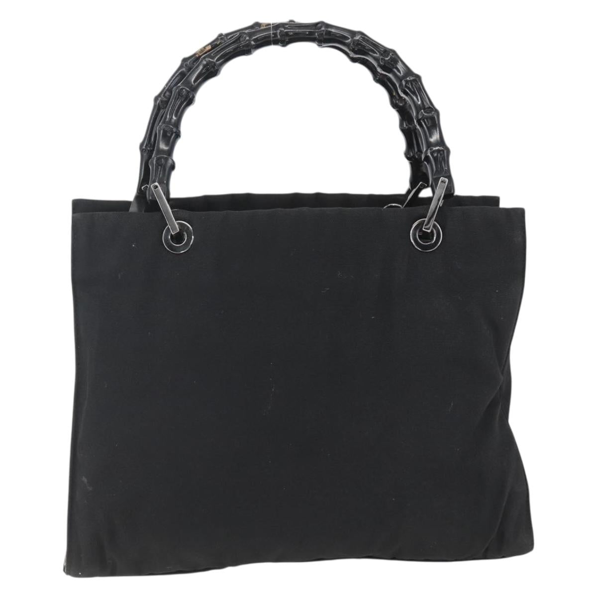 GUCCI Bamboo Hand Bag Nylon 2way Black Silver 002 1016 Auth ep12535