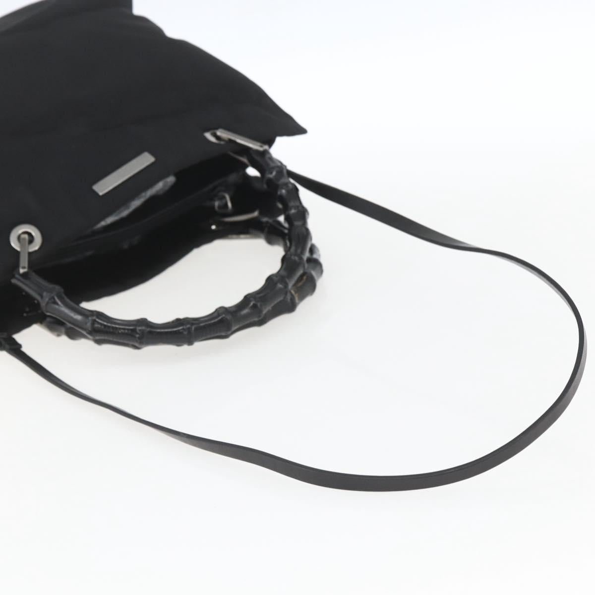 GUCCI Bamboo Hand Bag Nylon 2way Black Silver 002 1016 Auth ep12535