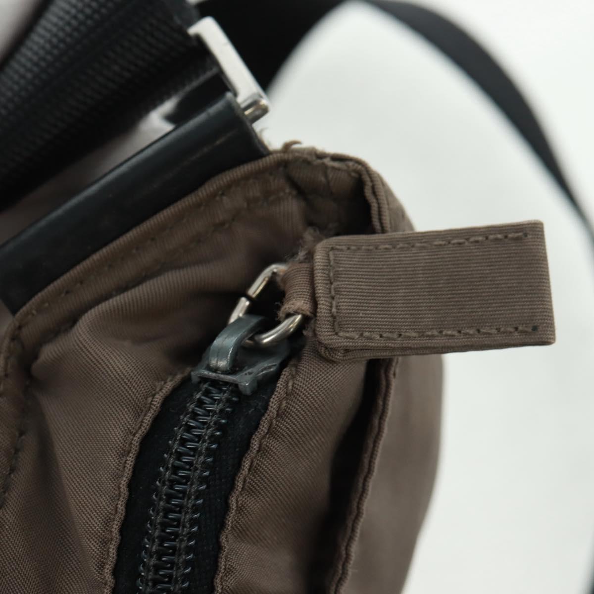 PRADA Shoulder Bag Nylon Beige Silver Auth ep12552