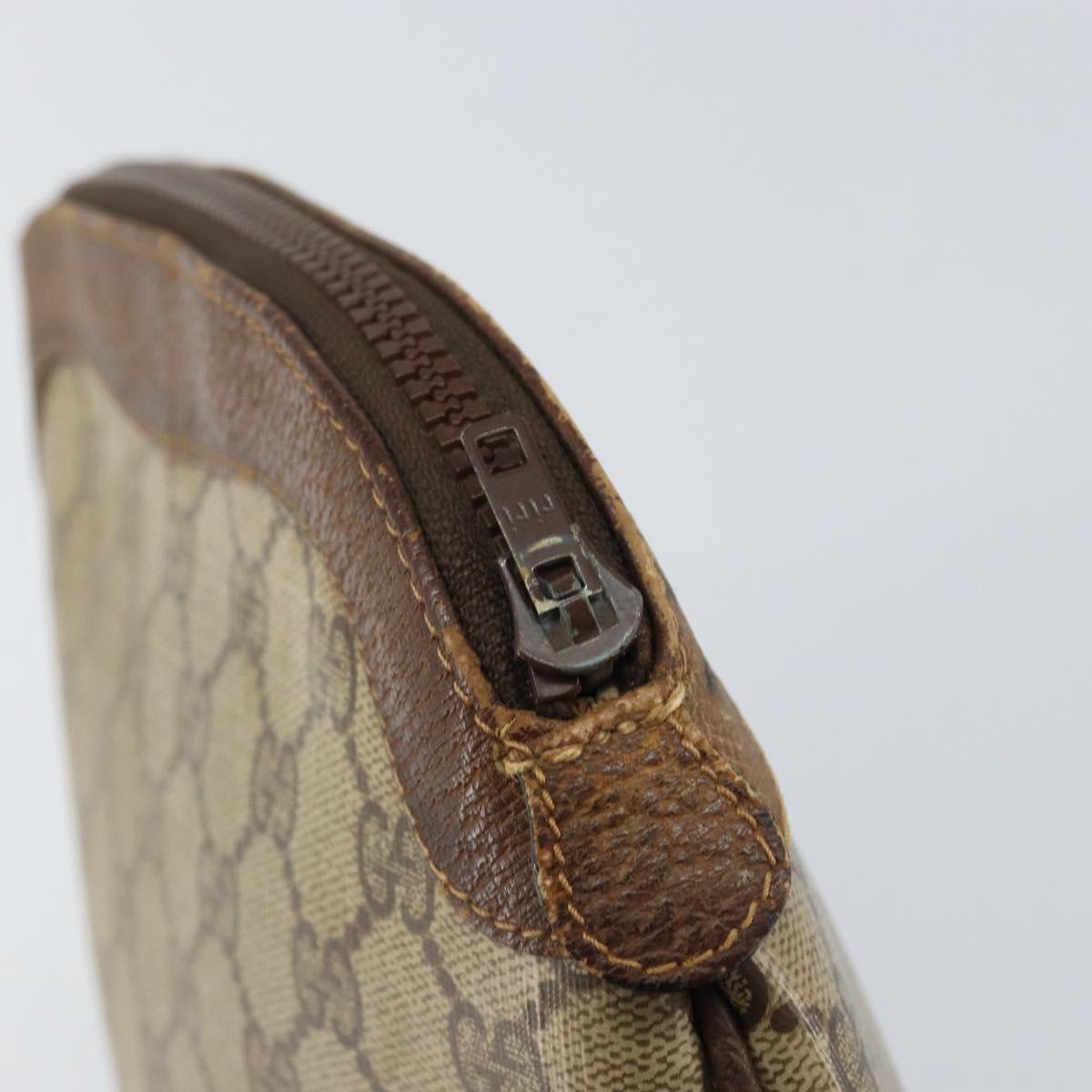 GUCCI GG Supreme Pouch PVC Beige Auth ep12553