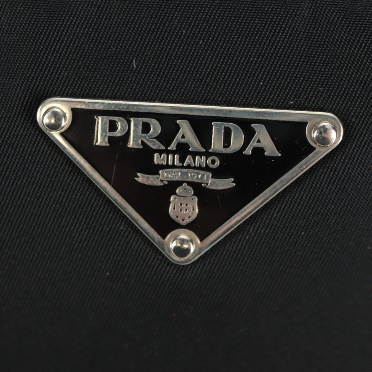 PRADA Hand Bag Nylon Leather Black Silver Auth ep12566