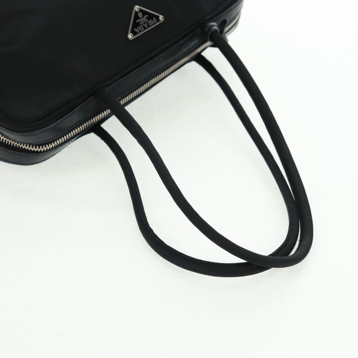 PRADA Hand Bag Nylon Leather Black Silver Auth ep12566