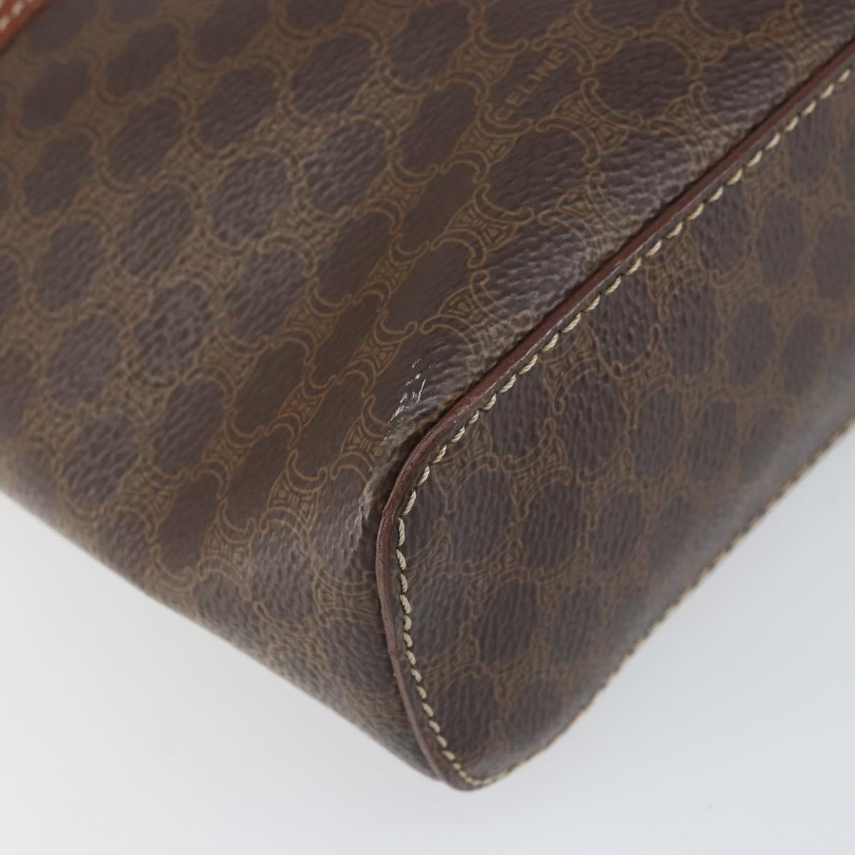 CELINE Macadam Canvas Hand Bag PVC Leather 2way Brown Gold Auth ep12572