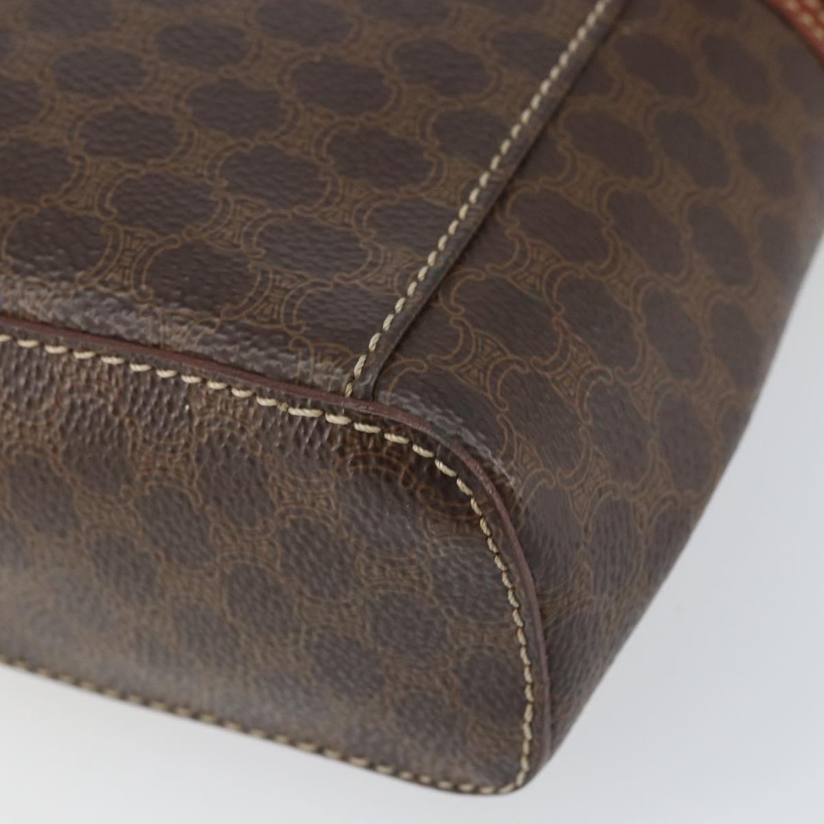 CELINE Macadam Canvas Hand Bag PVC Leather 2way Brown Gold Auth ep12572