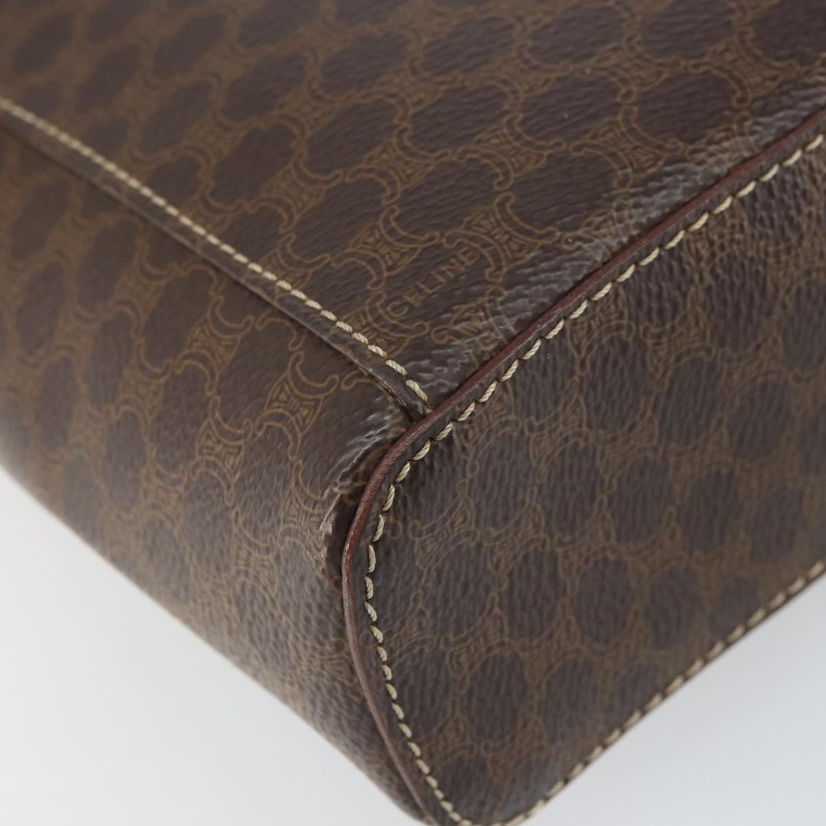 CELINE Macadam Canvas Hand Bag PVC Leather 2way Brown Gold Auth ep12572
