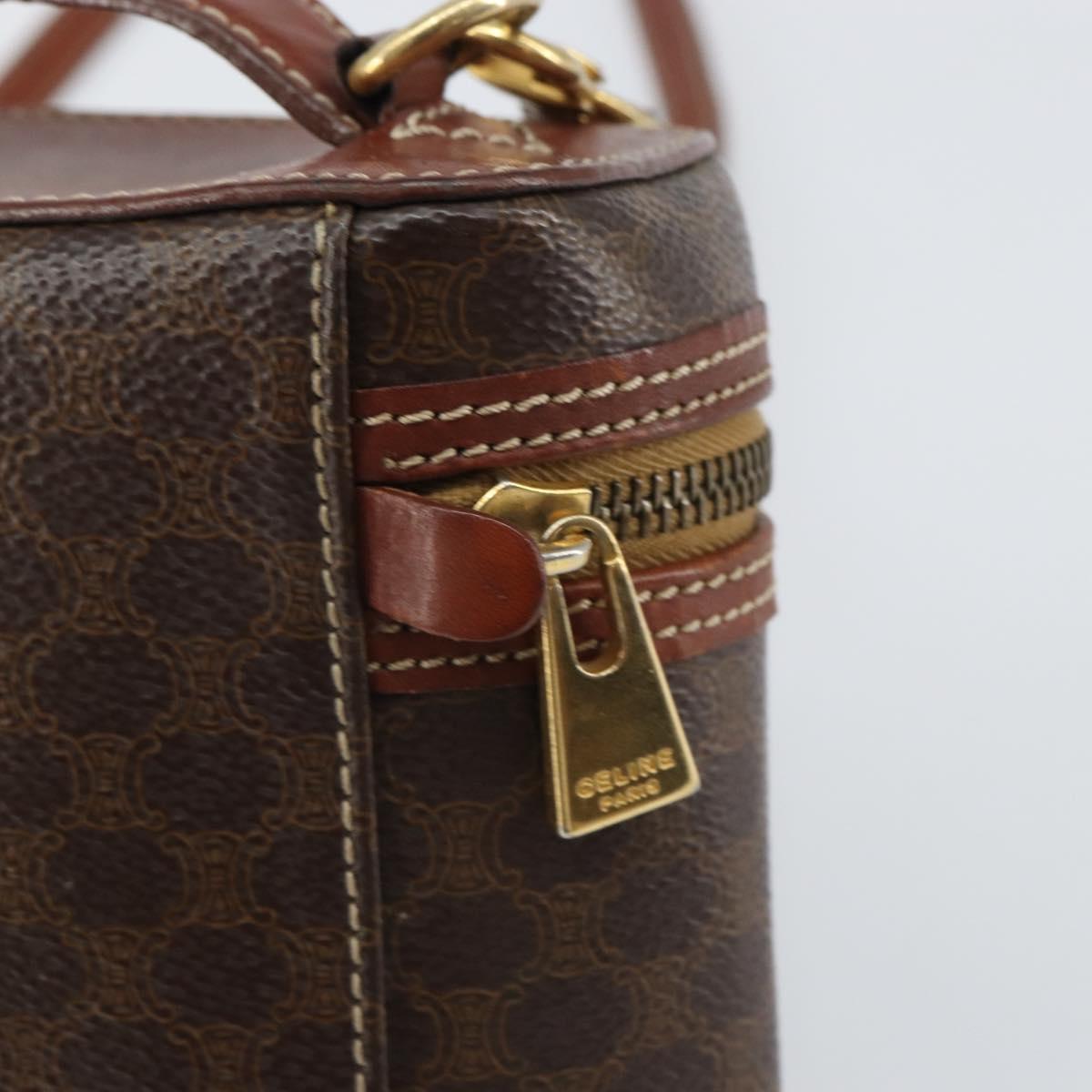 CELINE Macadam Canvas Hand Bag PVC Leather 2way Brown Gold Auth ep12572