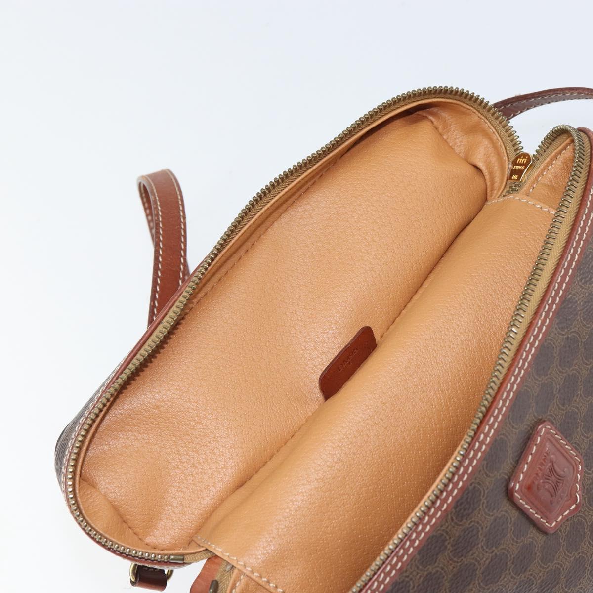 CELINE Macadam Canvas Hand Bag PVC Leather 2way Brown Gold Auth ep12572