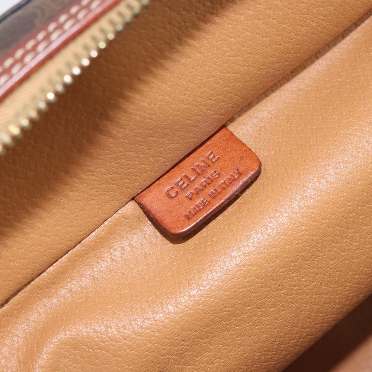 CELINE Macadam Canvas Hand Bag PVC Leather 2way Brown Gold Auth ep12572