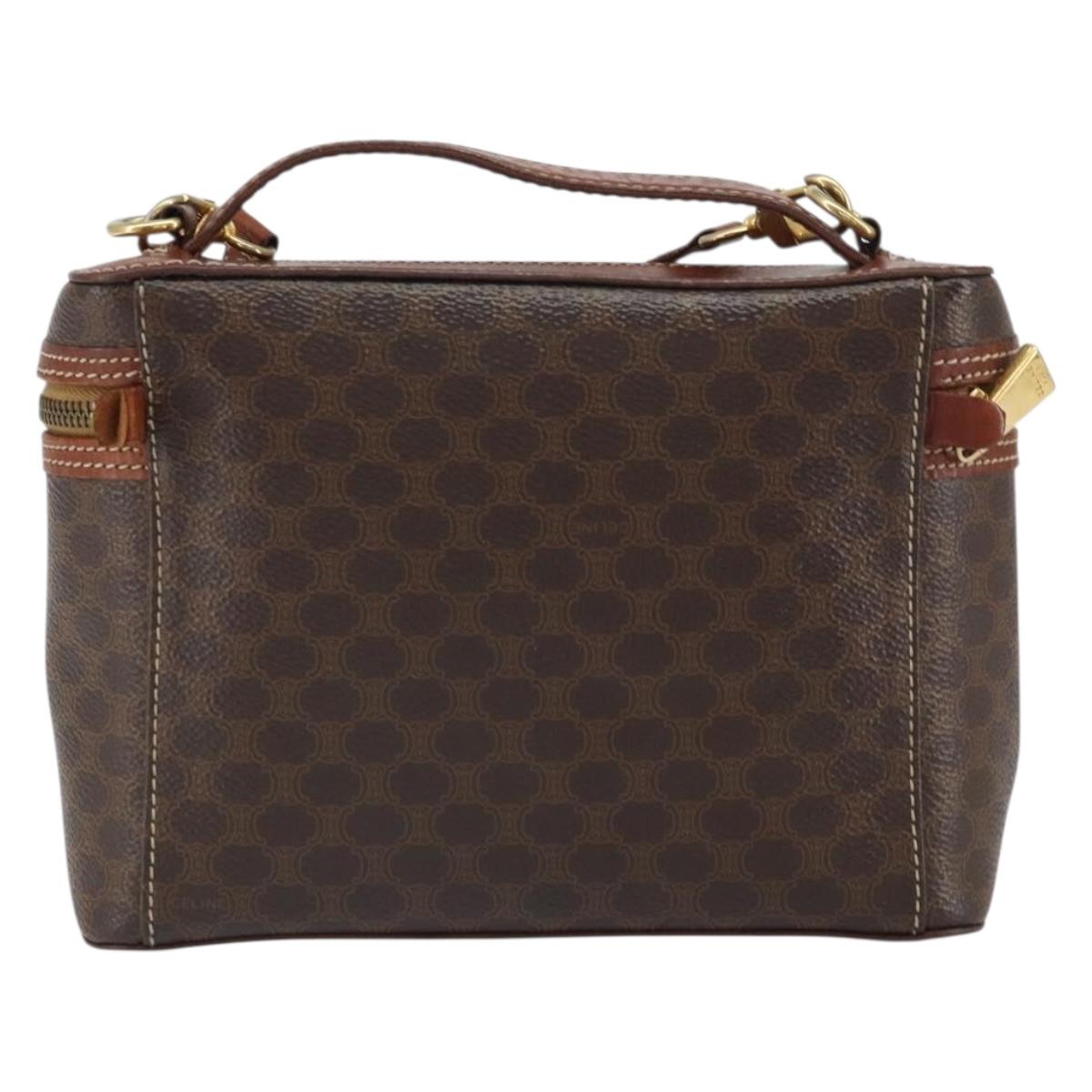 CELINE Macadam Canvas Hand Bag PVC Leather 2way Brown Gold Auth ep12572