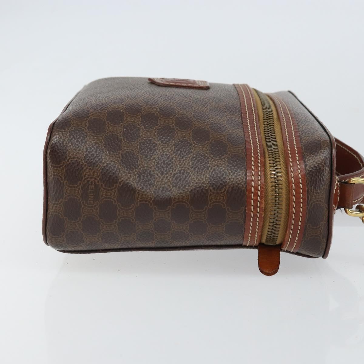 CELINE Macadam Canvas Hand Bag PVC Leather 2way Brown Gold Auth ep12572