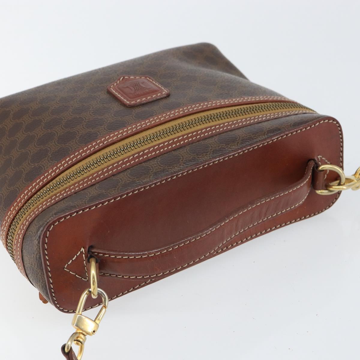 CELINE Macadam Canvas Hand Bag PVC Leather 2way Brown Gold Auth ep12572