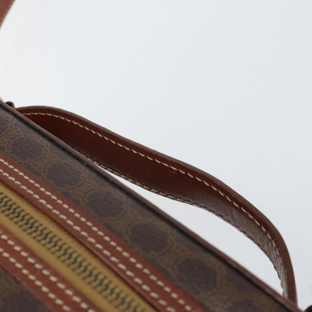 CELINE Macadam Canvas Hand Bag PVC Leather 2way Brown Gold Auth ep12572