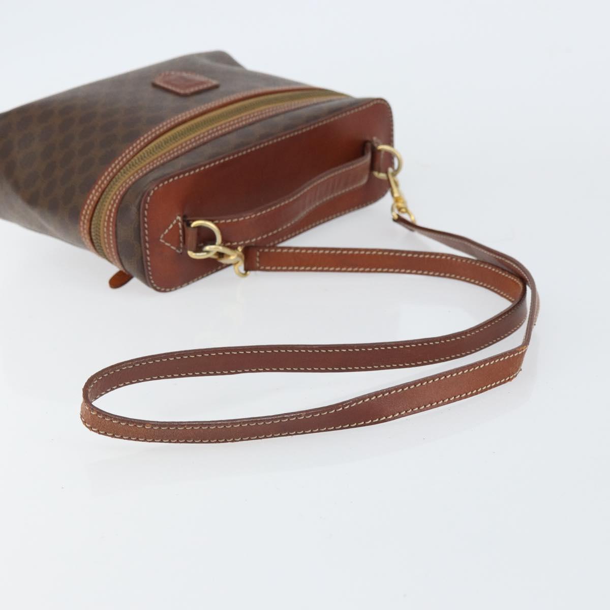 CELINE Macadam Canvas Hand Bag PVC Leather 2way Brown Gold Auth ep12572