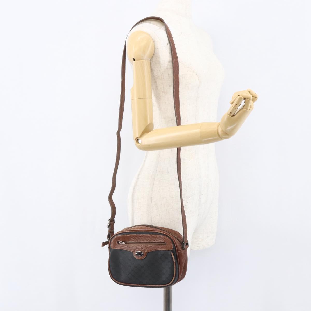 GUCCI Micro GG Supreme Shoulder Bag PVC Leather Black Auth ep12573
