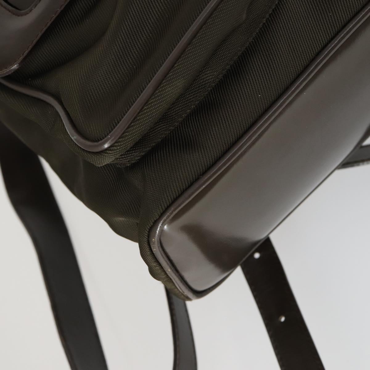 GUCCI Bamboo Backpack Nylon Dark Brown Silver 003 2058 0016 5 Auth ep12574