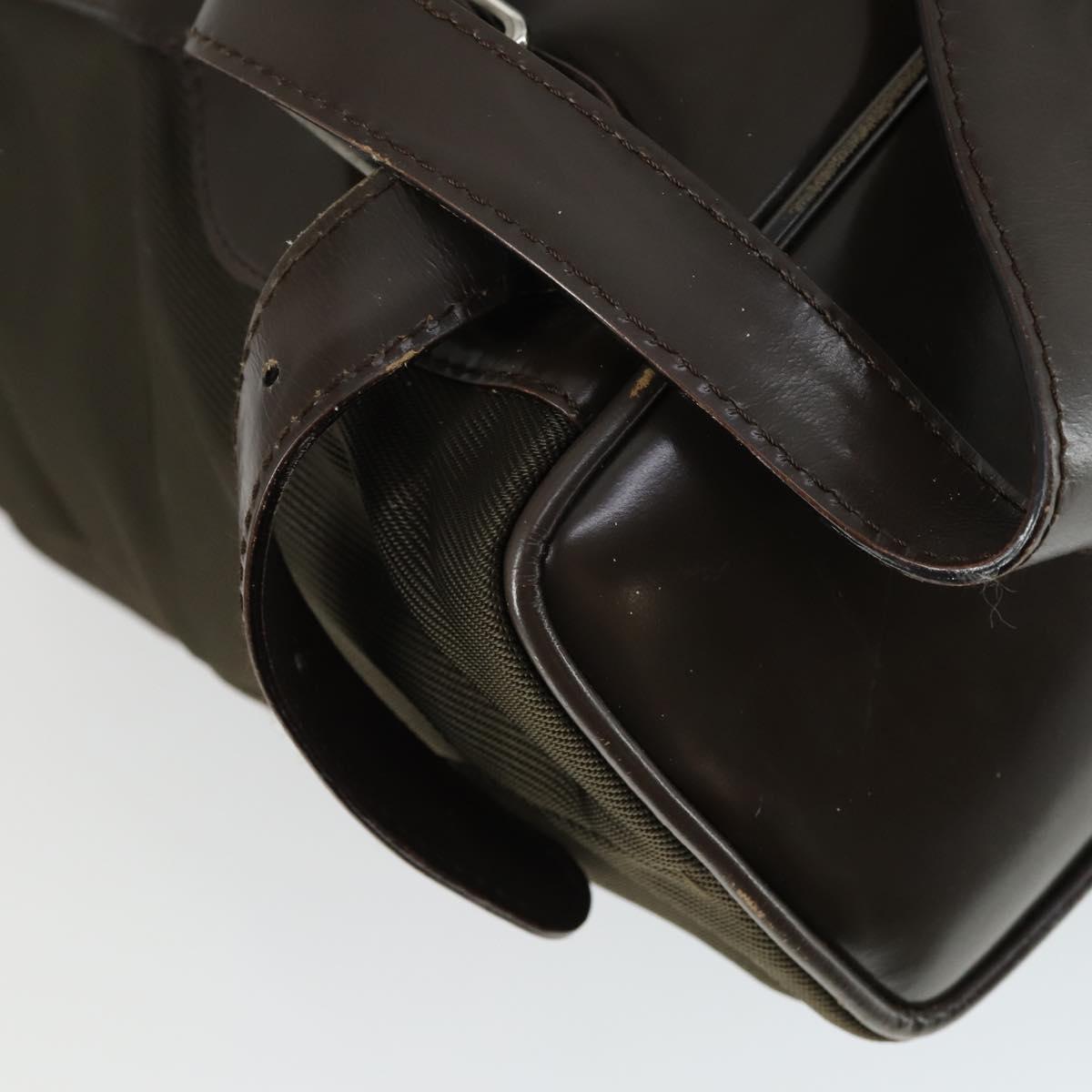 GUCCI Bamboo Backpack Nylon Dark Brown Silver 003 2058 0016 5 Auth ep12574