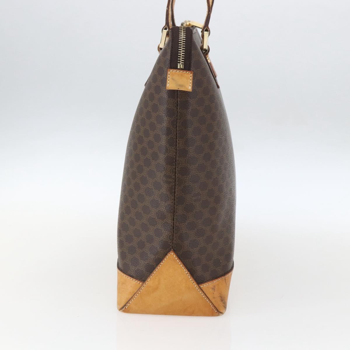 CELINE Macadam Canvas Tote Bag PVC Leather Brown Gold Auth ep12590