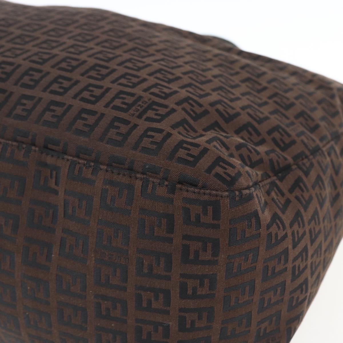 FENDI Zucchino Canvas Hand Bag Dark Brown Auth ep12591