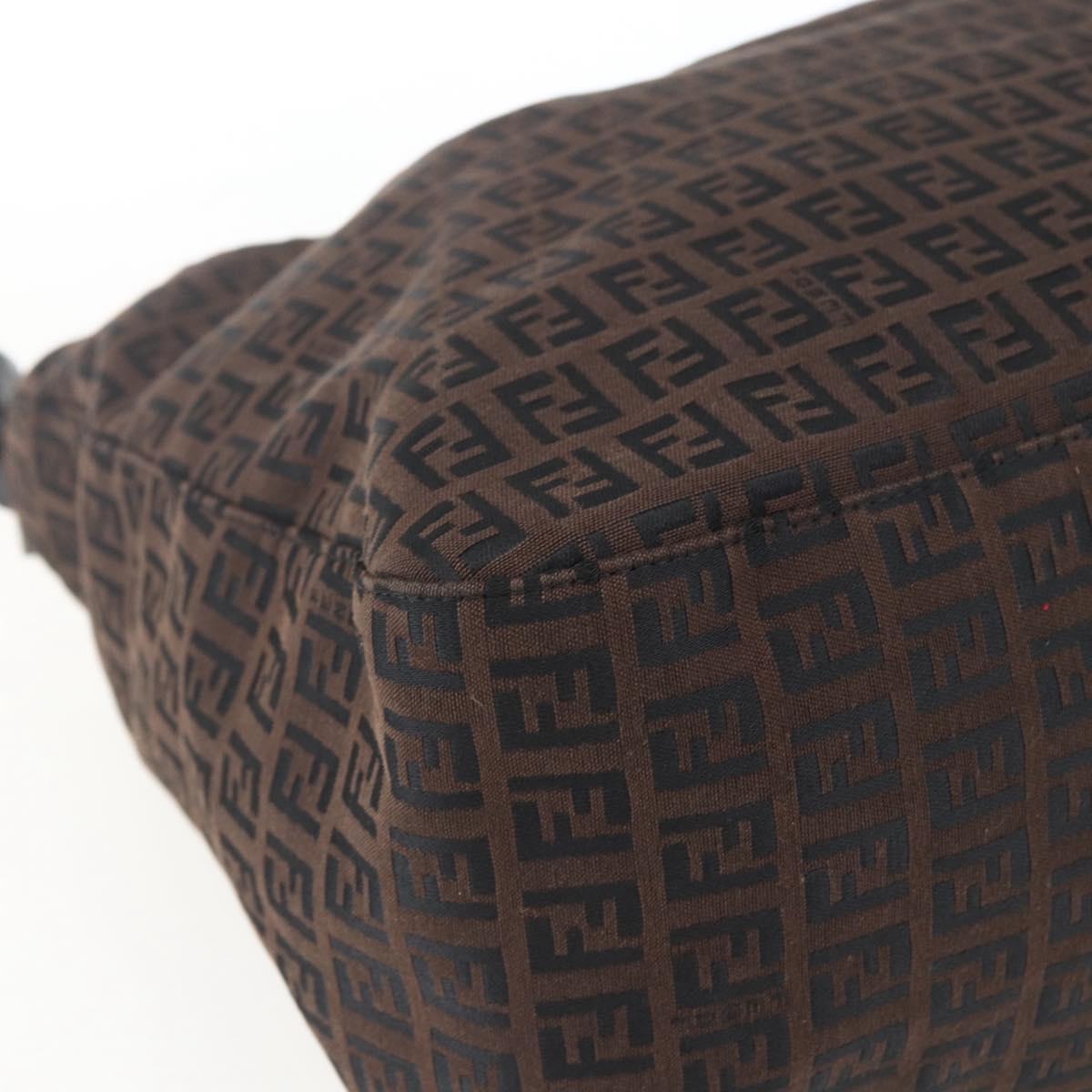 FENDI Zucchino Canvas Hand Bag Dark Brown Auth ep12591