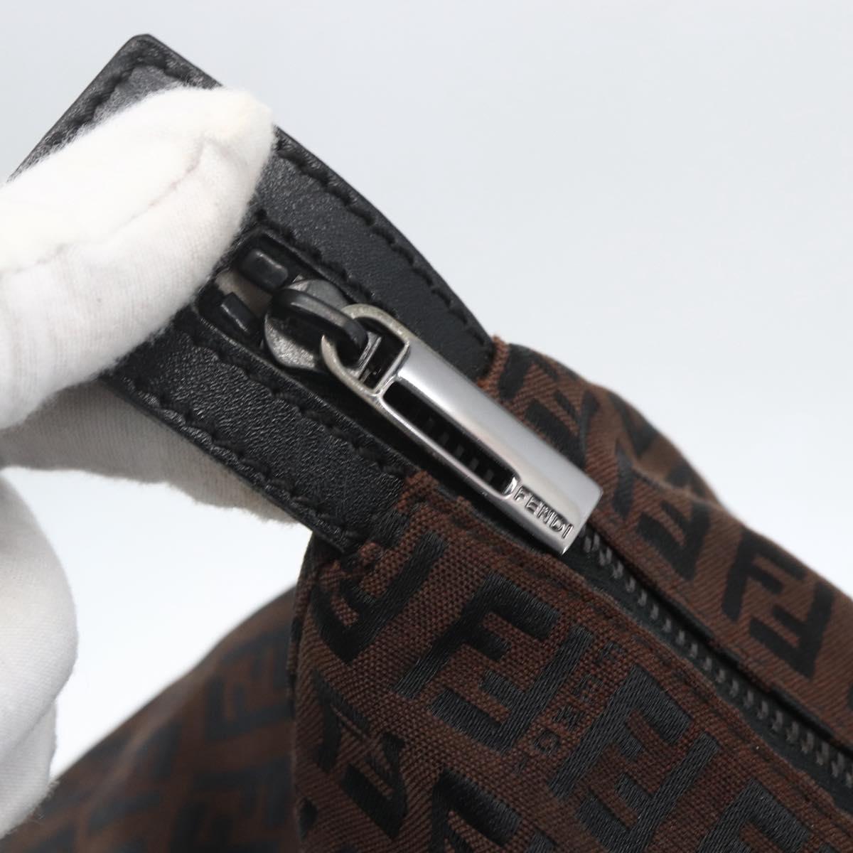 FENDI Zucchino Canvas Hand Bag Dark Brown Auth ep12591