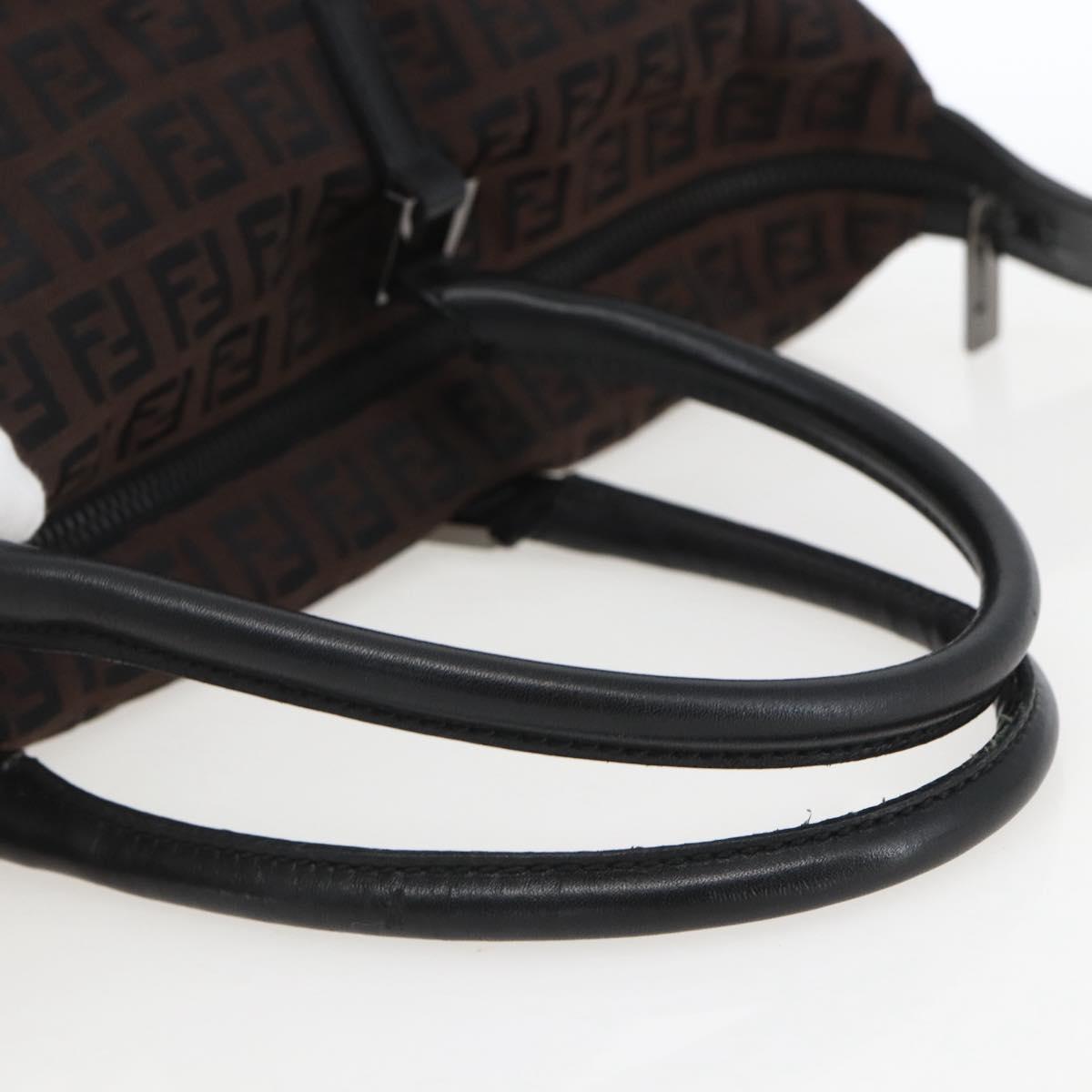FENDI Zucchino Canvas Hand Bag Dark Brown Auth ep12591