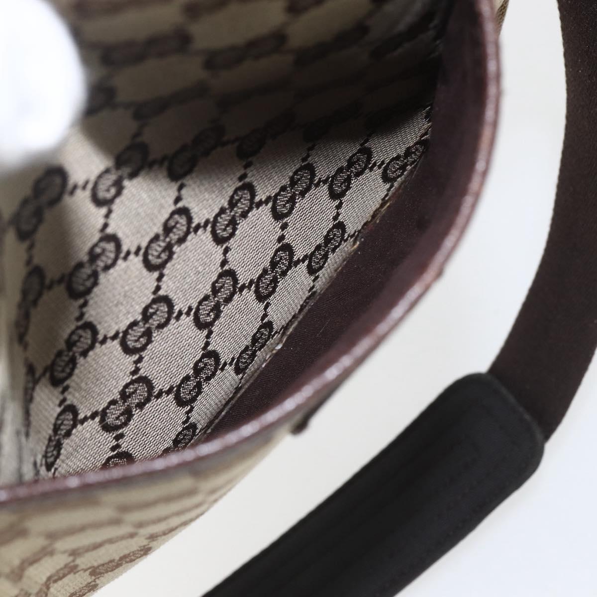 GUCCI GG Canvas Shoulder Bag Beige Silver 122793 Auth ep12602