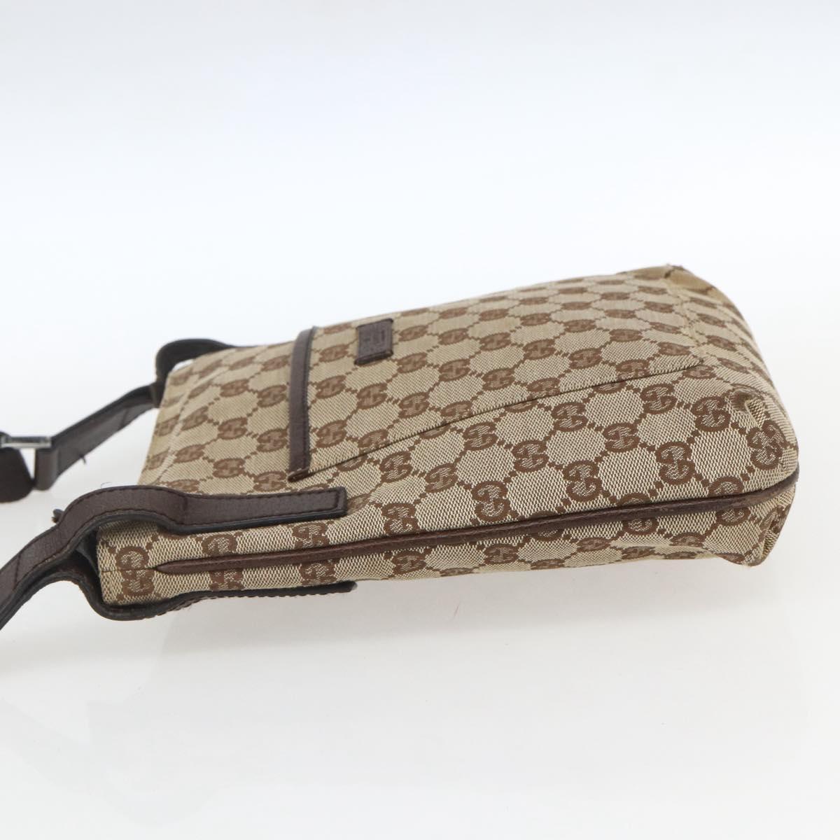 GUCCI GG Canvas Shoulder Bag Beige Silver 122793 Auth ep12602