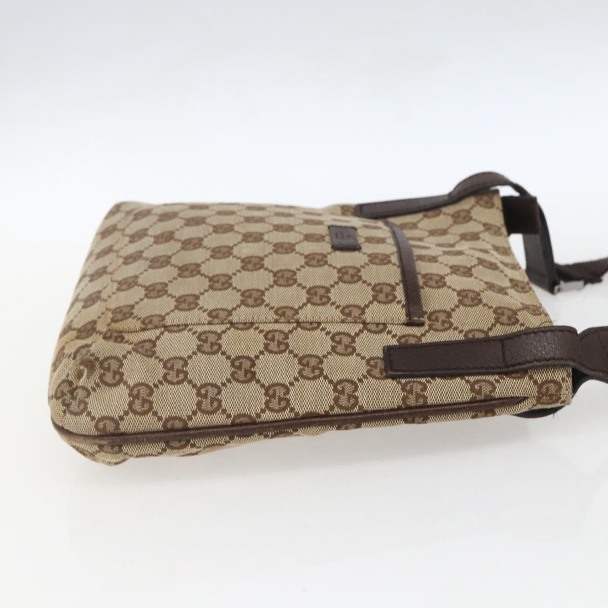 GUCCI GG Canvas Shoulder Bag Beige Silver 122793 Auth ep12602