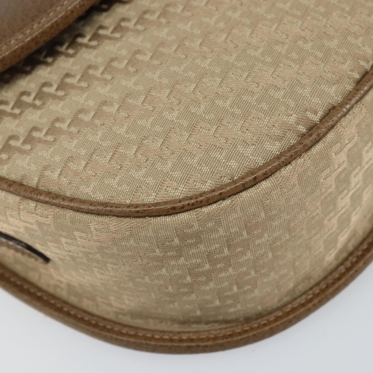 GUCCI Shoulder Bag Nylon Leather Beige Gold 007 754 0074 Auth ep12620