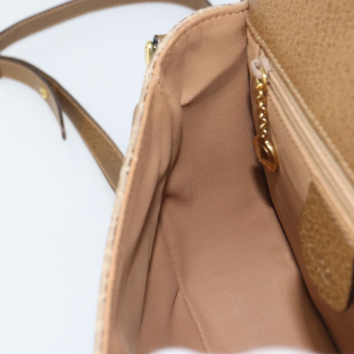 GUCCI Shoulder Bag Nylon Leather Beige Gold 007 754 0074 Auth ep12620