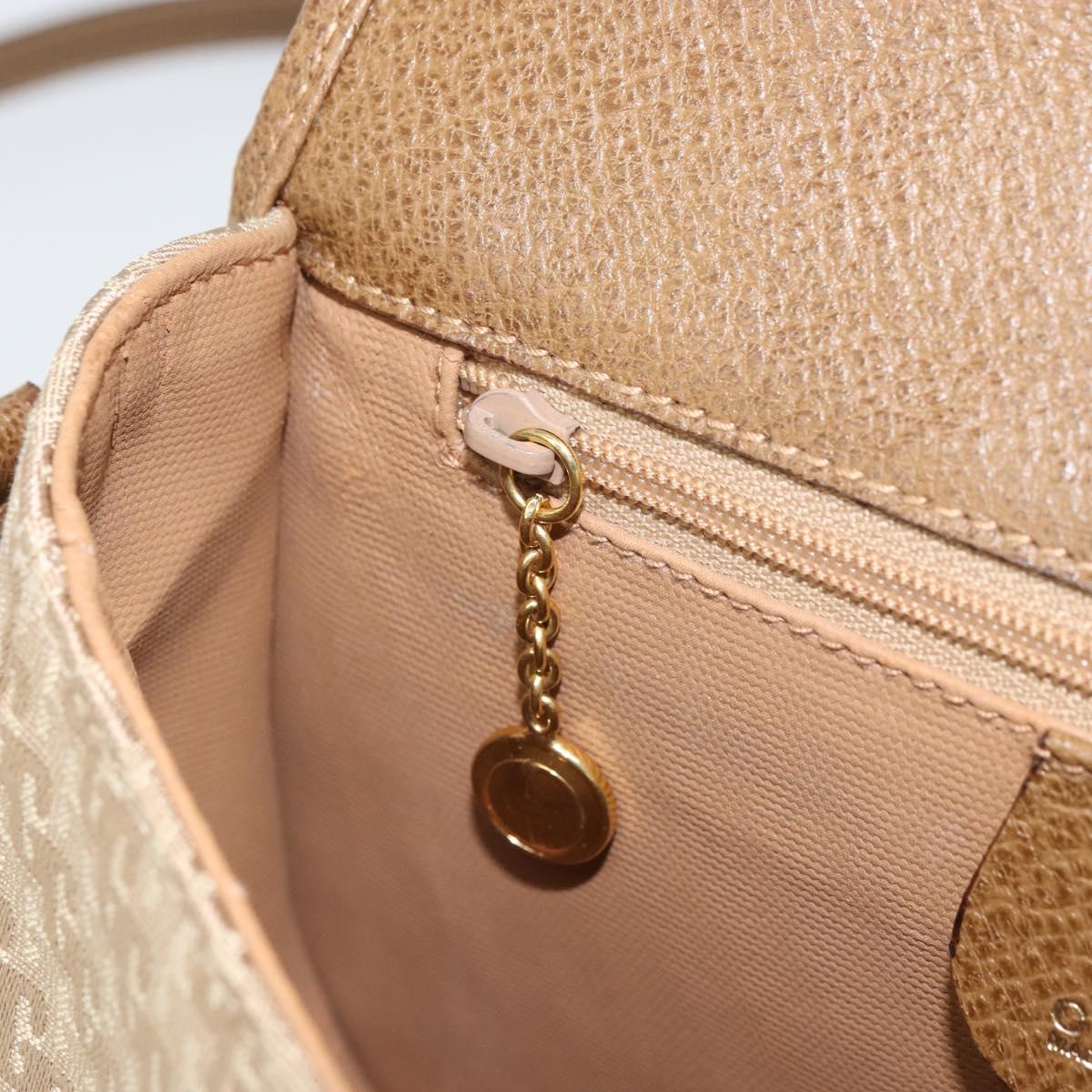 GUCCI Shoulder Bag Nylon Leather Beige Gold 007 754 0074 Auth ep12620