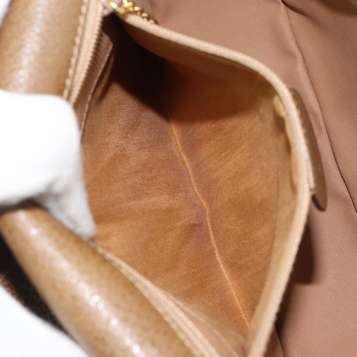 GUCCI Shoulder Bag Nylon Leather Beige Gold 007 754 0074 Auth ep12620