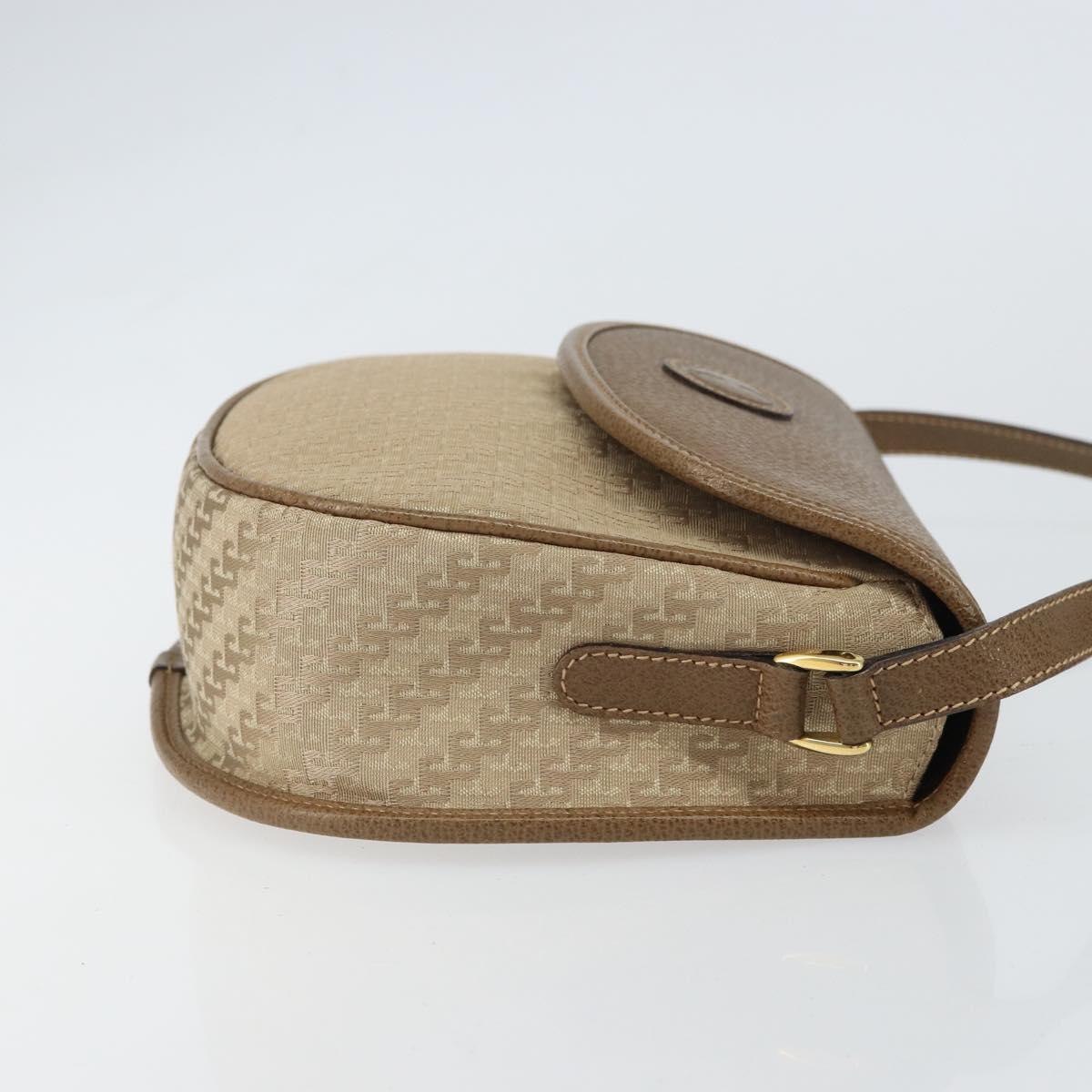 GUCCI Shoulder Bag Nylon Leather Beige Gold 007 754 0074 Auth ep12620